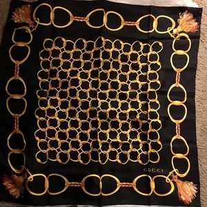 Large Black & Gold Gucci Scarf